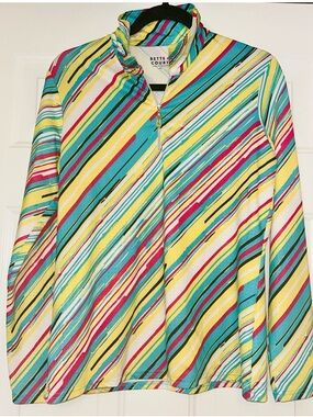 Bette & Court Performance Quarter Zip Top Golf Jacket M Striped Athletic Bold